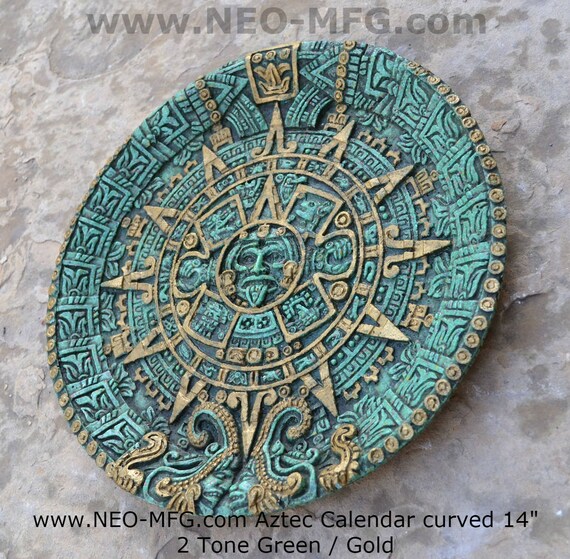History MAYAN AZTEC CALENDAR Sculptural Wall Relief Plaque