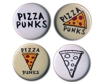 Pizza Punks Pin Badges 25mm 1inch Badge Punk Illustration