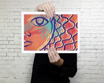 Colorful Art print, Wall art modern, contemporary, home decor wall art, silkscreen reproduction high quality print on paper, Landscape print