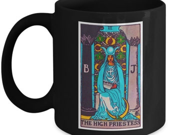 The High Priestess Tarot Card Black Coffee Mug 11 oz. Cup