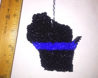 Wisconsin Thin Blue Line Air Freshener, Aroma Beads, Ornies, Car Air Freshener, Back the Blue, Texas, Louisiana, Oklahoma, North Carolina, N