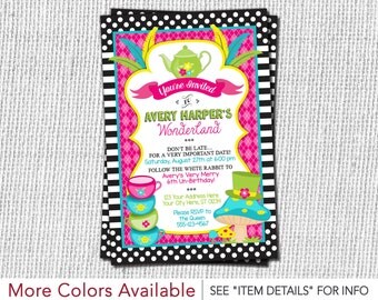 Alice in Wonderland Birthday Invitation - Tea Party Invitations - Alice in ONEderland UnBirthday