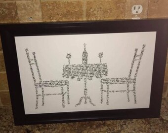 Billy Joel "Scenes from an Italian Restaurant" Handwritten Lyric Silhouette PRINT - Lyric Art - BIG! 11.5" x 17.5" - In Stock!