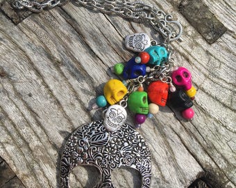 Sugar Skull Car Charm | Rearview Mirror Car Accessory Day of the Dead | Día de los Muertos | All Saints Day | BaublesandByGones