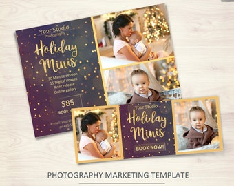 Holiday Mini Session Template_V2 - Photography Marketing Board - Facebook timeline, Christmas Minis - Photoshop Template