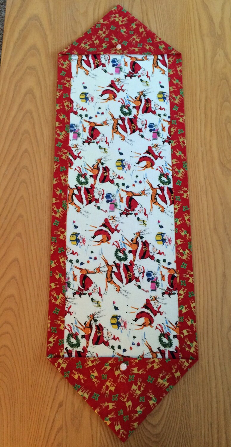 Download Christmas Vintage Santa & Reindeer Table Runner