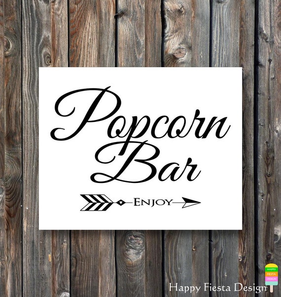 Items similar to PRINTABLE Wedding Popcorn Bar Sign-DIY Popcorn Bar ...