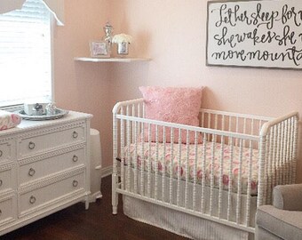 Peony Watercolor | Standard Crib Sheet | Baby Girl Bedding