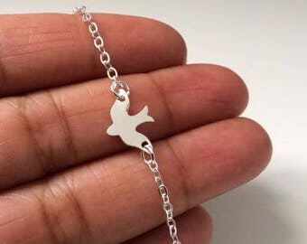 Dove Bracelet, Silver Dove Bracelet, Bird Bracelet, Silver Bird Bracelet, Bridesmaid Gift, Birthday Gift