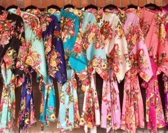 Floral Robes, Bridesmaid Robes, Custom Floral Robes, Monogrammed Robes, Bridal Party Robes, Robes with titles, Bridal Robes, satin floral