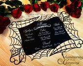 Spiderweb gothic table placemats with custom printed menus