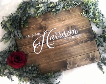 Wedding Guest Book Alternative | Wedding Guestbook | Wood Wedding Guest Book | Rustic Wedding Decor | Sweetheart Table | Mr and Mrs | Name