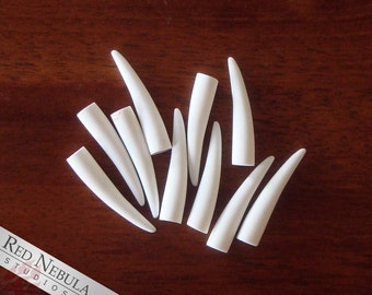 Set of 2" Thin Fangs, Long Fangs, White Resin Teeth, Monster Fangs, Sharp Teeth, Creature Fangs, Costume Accessories, Scary Animal Teeth