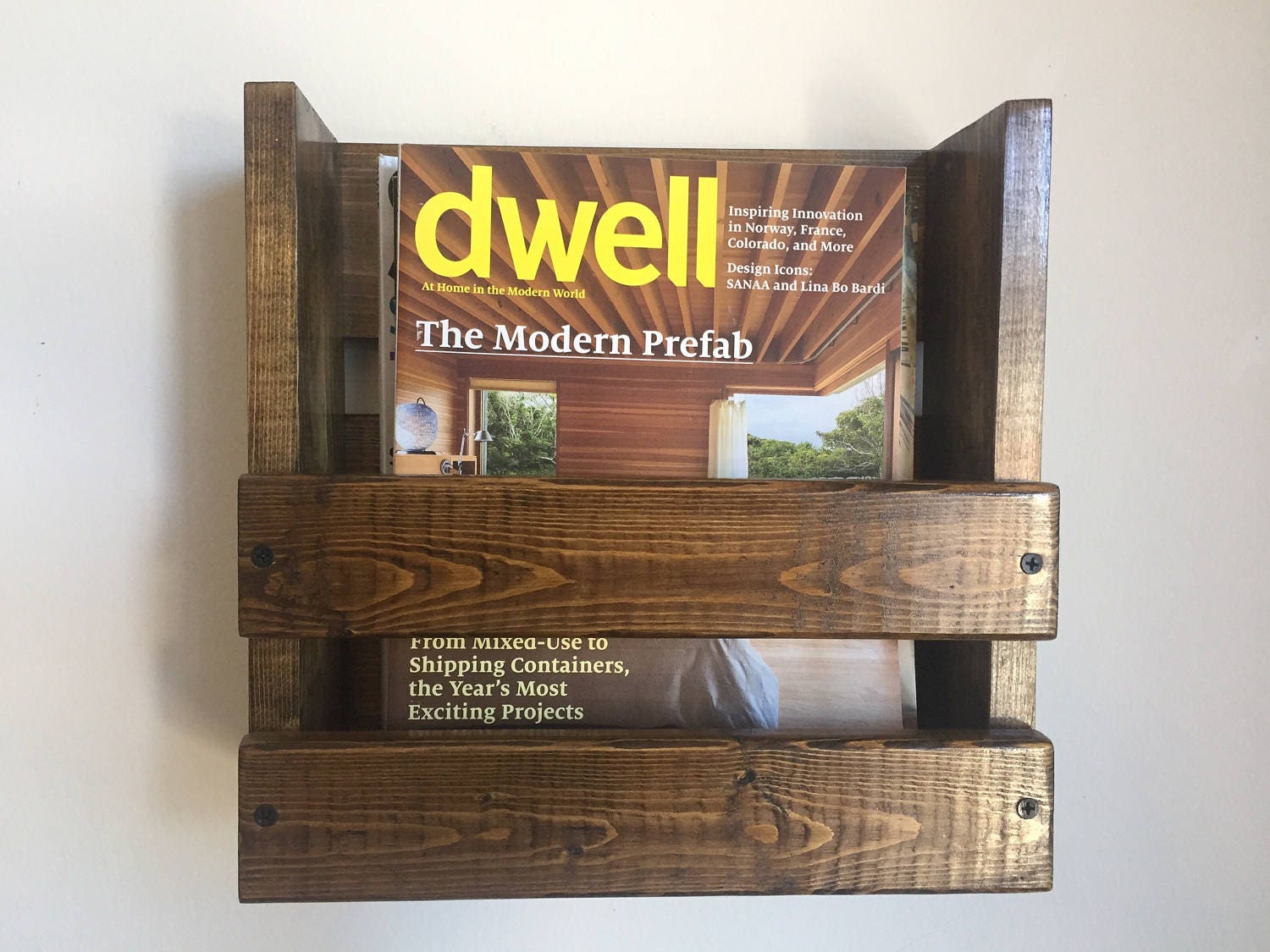 Magazine rack Rustic magazine holder Wall mounted magazine