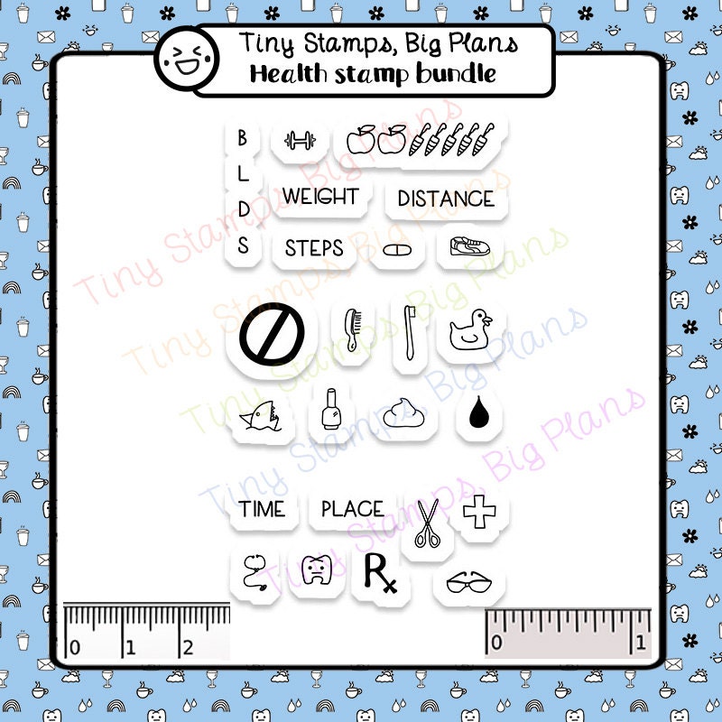 Planner stamps health stamp bundle low stock