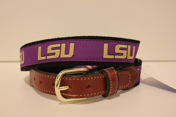 LSU Men's Web Leather Belt