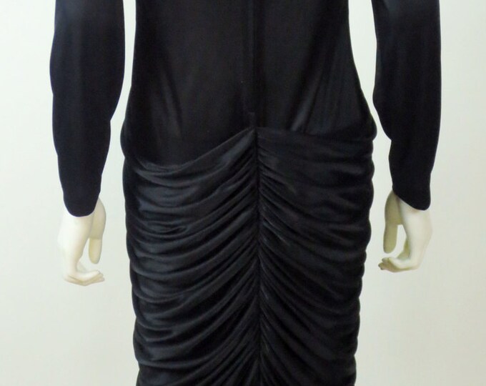 80s SOLD!! stunning Madame Gres inspired draped ruched jersey mermaid fishtail dress