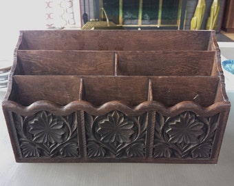 Lerner Letter Organizer Wood Look Storage Desk top Caddy New York USA