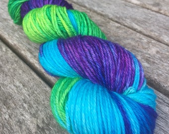 Hand Dyed Superwash Merino DK/Light Worsted Yarn Wool, 100g/3.5oz, 'Teenage Kicks'