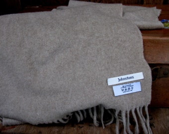 Cashmere Scarf, Johnstons Of Elgin, Beige Cashmere Scarf, Scottish Cashmere Scarf, Vintage Scarf, Pure Wool Scarf, Made In Scotland