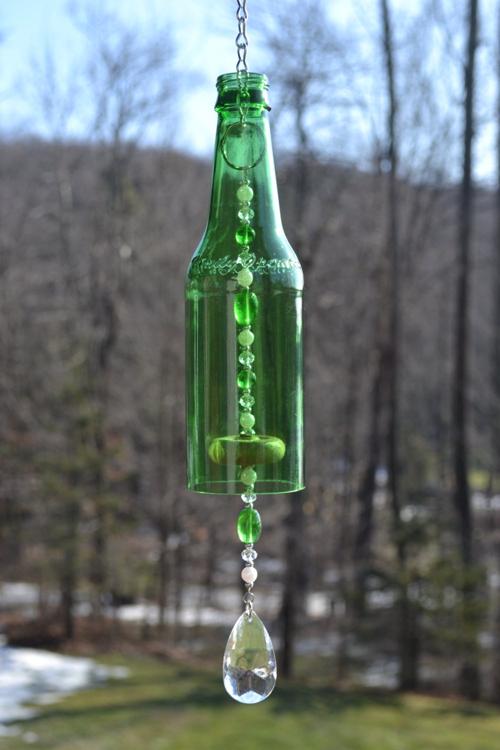 Beer Bottle Wind Chime/Recycled Glass Wind by