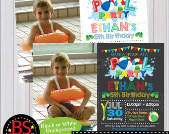 POOL PARTY Invitation, Chalkboard Pool Party Birthday invitation, Pool Party invite, Swim Party invitation