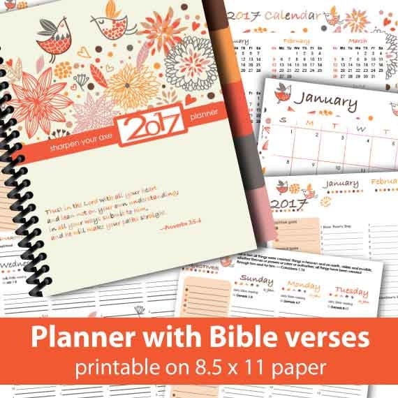 2017 printable planner with Bible verses and daily Bible