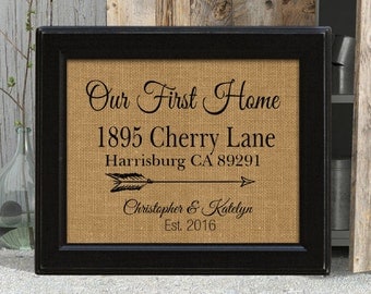 Our New Home, New Home Gift, Realtor Closing Gift, Housewarming Gift, Gift for New Home, Visiting New Home, Framed Burlap Print,
