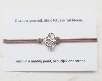 Wish bracelet, yoga bracelet, lotus jewelry, lotus bracelet