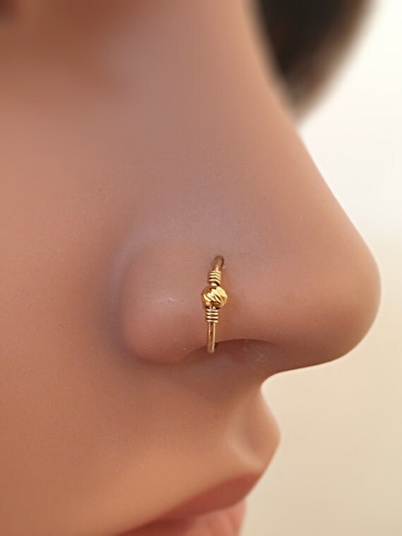Tiny Hoop Nose Ring 18k Solid Gold Nose Hoop Gold Septum