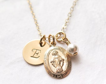 Miraculous Medal, First Communion Gift, Virgin Mary Necklace, Personalized, Communion Necklace, Gift For Girl, Catholic Jewelry, Gold Filled