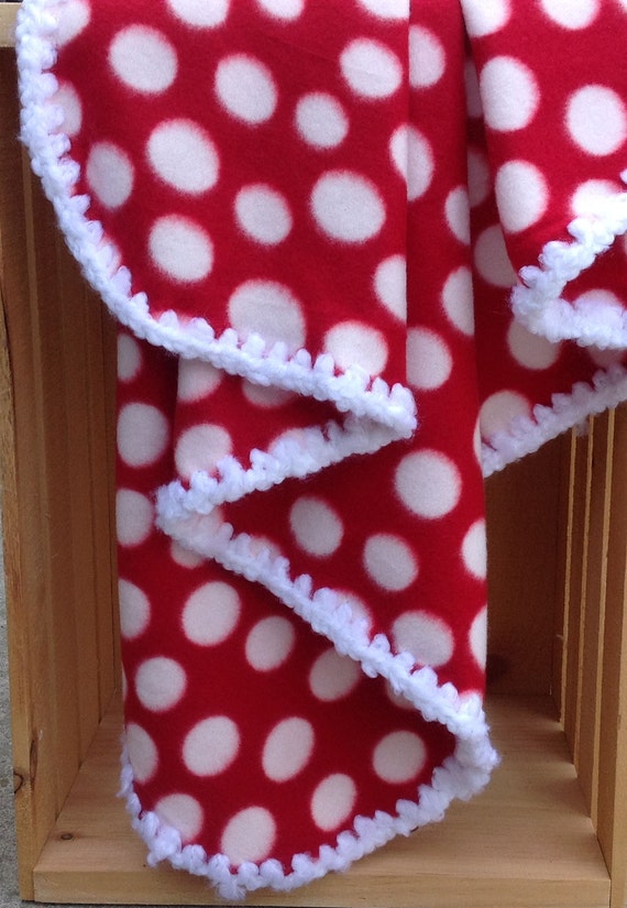Items similar to Red and White Fleece blanket, Fleece Baby Blanket