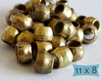 Rustic Large Hole Handmade Brass Beads--10 Pcs | 20-BR5011-10