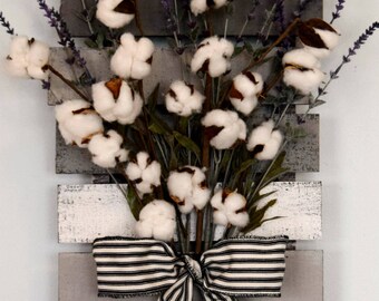 Cotton and Lavender Wall Decor | Farmhouse Decor | Rustic Decor | Pallet Decor | Cotton Decor | Second Anniversary Gift