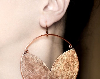 Big earrings Boho earrings Copper dangles Statement earrings Big copper hoop earrings Large chunky jewelry African earrings Ethnic earrings