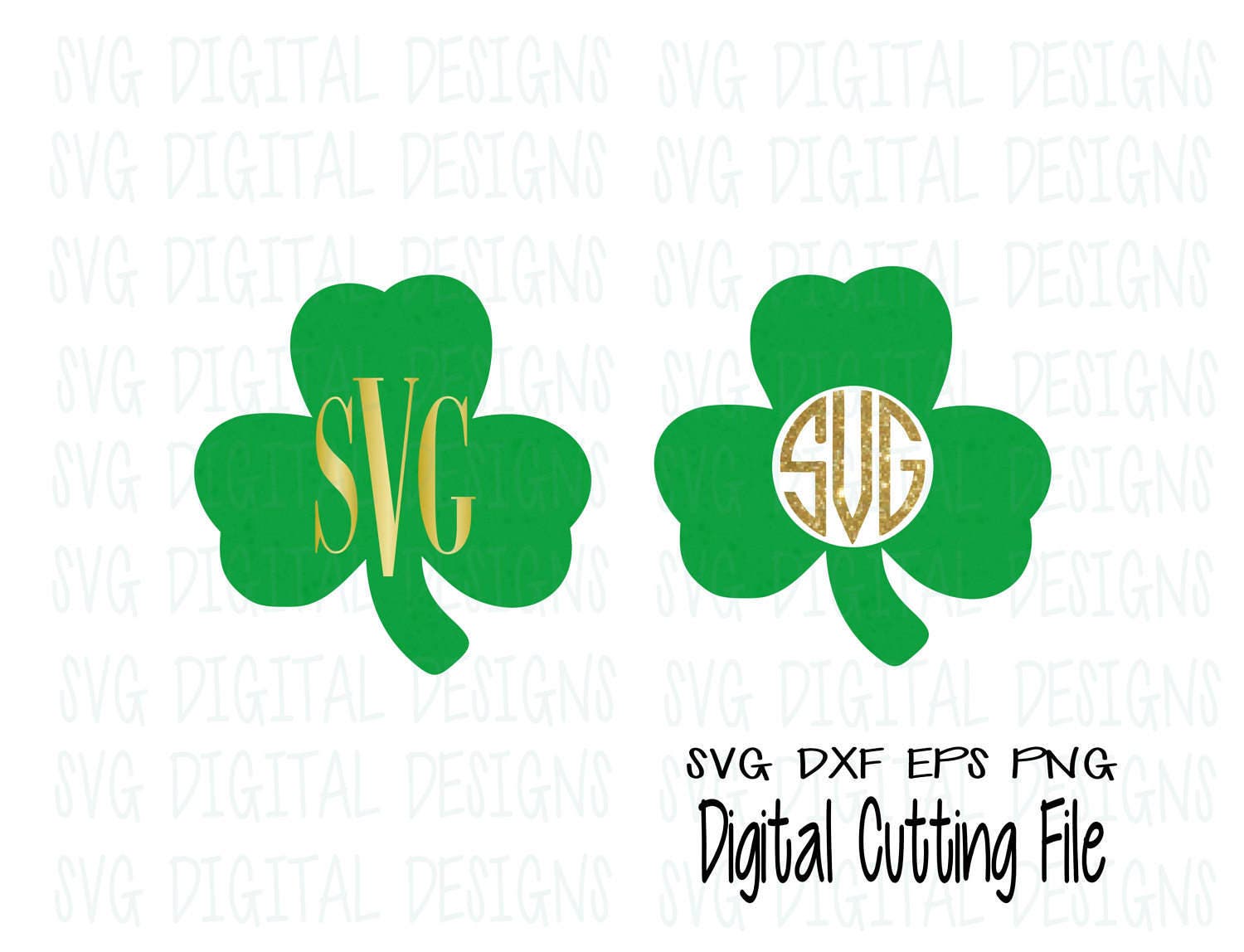 Download St Patricks Day Clover Shamrock Svg Monogram & Silhouette