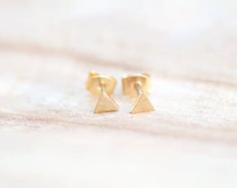 Geometric Earrings, Triangle Earrings, Gold,Minimalist Earring,Sterling Silver Earring Posts,Everyday Earrings,Tiny Earrings,Mini Triangle