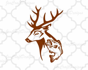 Deer and Fish in Svg, eps, dxf, Ai and PNG Format Fishing svg for Cricut and Silhouette, Hunting Fishing
