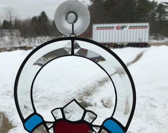 Irish Claddagh in Beveled and Stained Glass