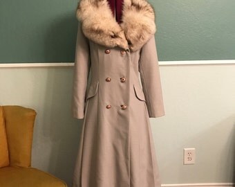 1960s/1970s/Holly Popplin/Princess Coat/Fox Fur/Medium