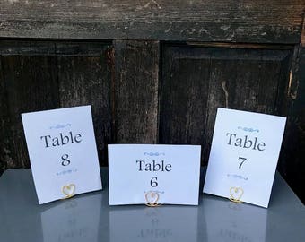 Wire Table Number Holders, Place Card Holder, Wire Spiral Place Card Holders, Rustic Wedding, Wire Heart Name Card Holder, Wedding
