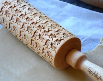 Deer Reindeer Rolling Pin Wooden Custom Santa Plate Cookies Baking Kitchen Stocking Stuffer Women Mom Daughter Gift | 66 |