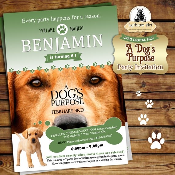 A Dogs Purpose Invitation Printable Dog Invitation Puppy