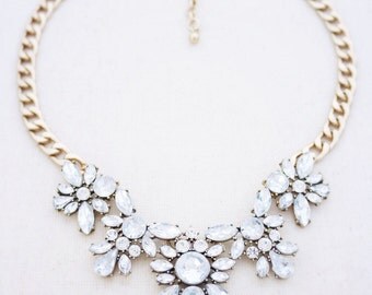 Crystal statement necklace, statement necklace, gold statement necklace, bridesmaid jewelry, bridesmaid, bridesmaid gift, bride, wedding