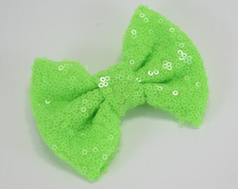 Green hair bow.lime Green Headband.Glitter headband.Green hair clip.green Sequin hair clip.sequin headband.glitter hair clip.baby headband.