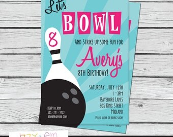 Bowling Birthday Invitation - Girls Birthday Invitation - Printable Birthday Invitation - Bowling Birthday Party - Girls Birthday Party