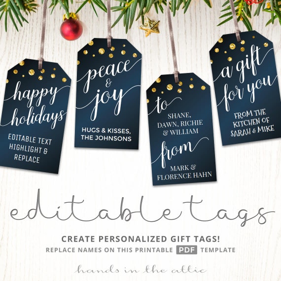 Editable Christmas Tags T Labels Holiday Presents