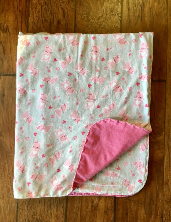 Bunny Love Swaddle BlanketDouble Sided Flannel Receiving