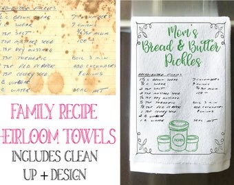 Handwritten Recipe Towel - Recipe Tea Towel Heirloom - Mother's Day Gift Idea - Unique Gift For Grandma - Nana Gift - Gift For Mom -