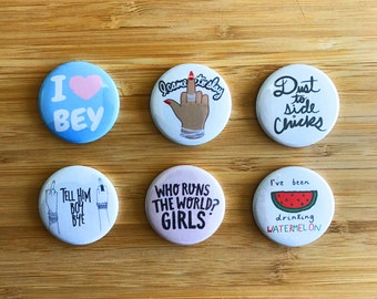 Cute Beyonce Button Set, Queen Bey Magnet Set, Beyonce Badges, Beyonce Lapel Pin, Kanye West Gift, Destiny's Child, Jay Z, Beyonce Cute Gift